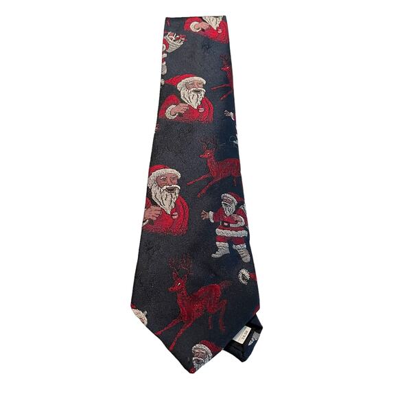 Wembley Santa Claus Reindeer Christmas Holiday Necktie Blue Red USA - Picture 1 of 10